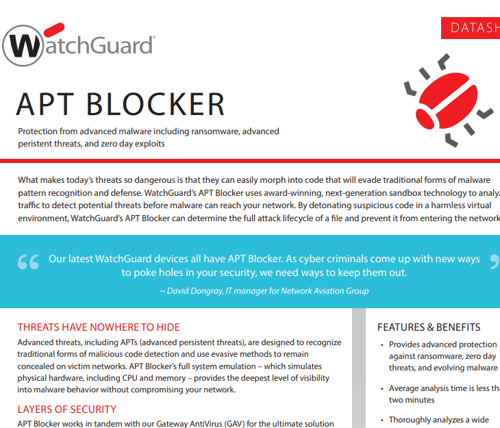 Datasheet: APT Blocker