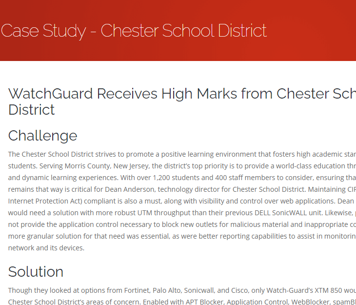 Case Study: Chester School District