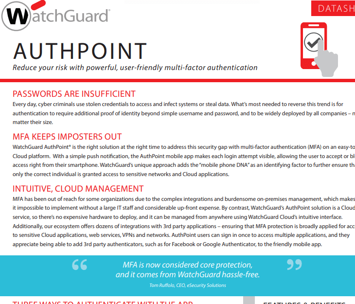 WatchguardFirewall Authpoint Hardware Token Datasheet